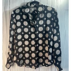 Norton McNaughton Black and White Dress Shirt Size 6